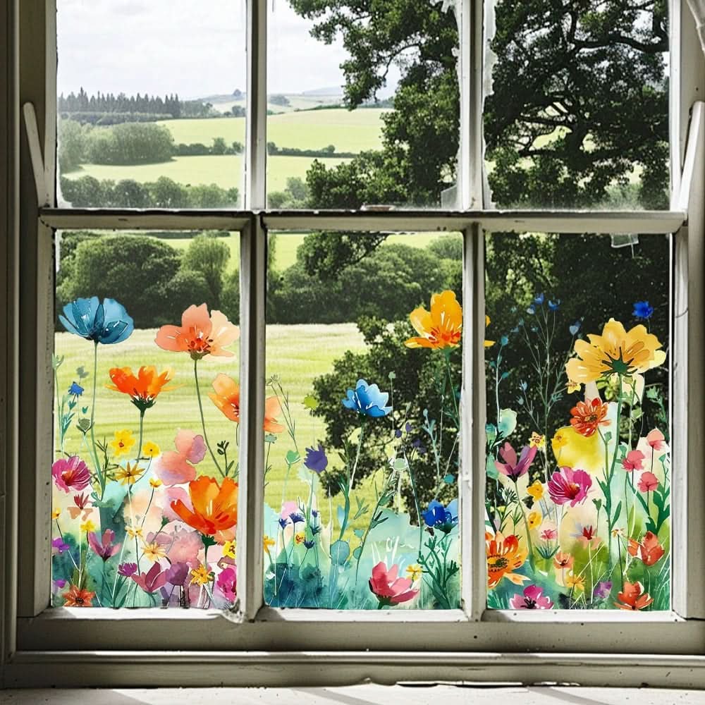 Klistremerker med blomster for vinduer 