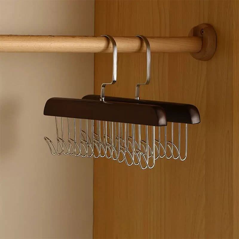 Perchero de madera con múltiples ganchos para un almacenamiento elegante 