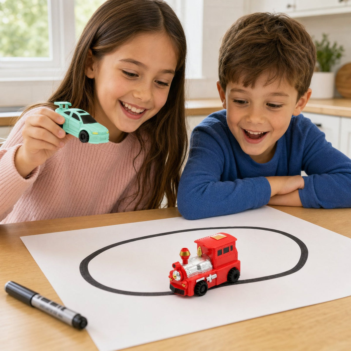 De magische auto die uw tekeningen als bij toverslag volgt 