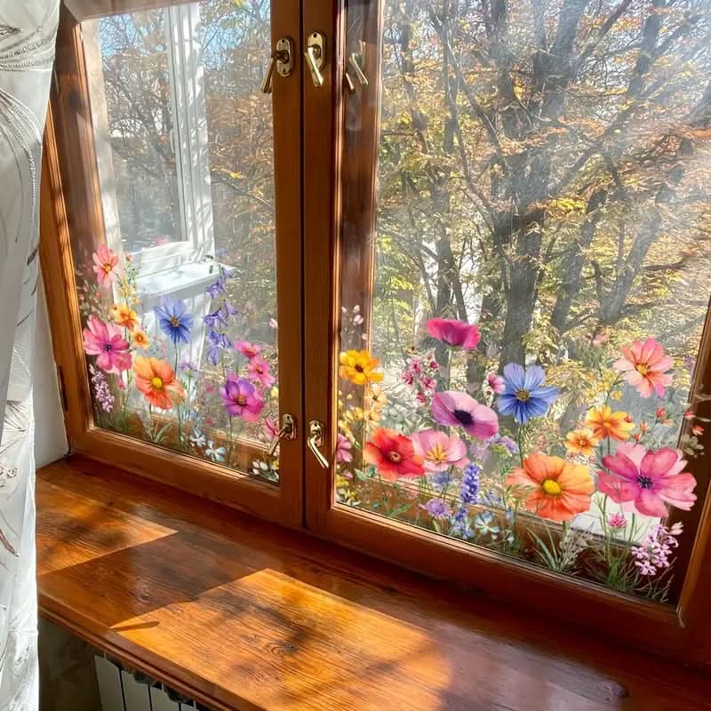 Klistremerker med blomster for vinduer 